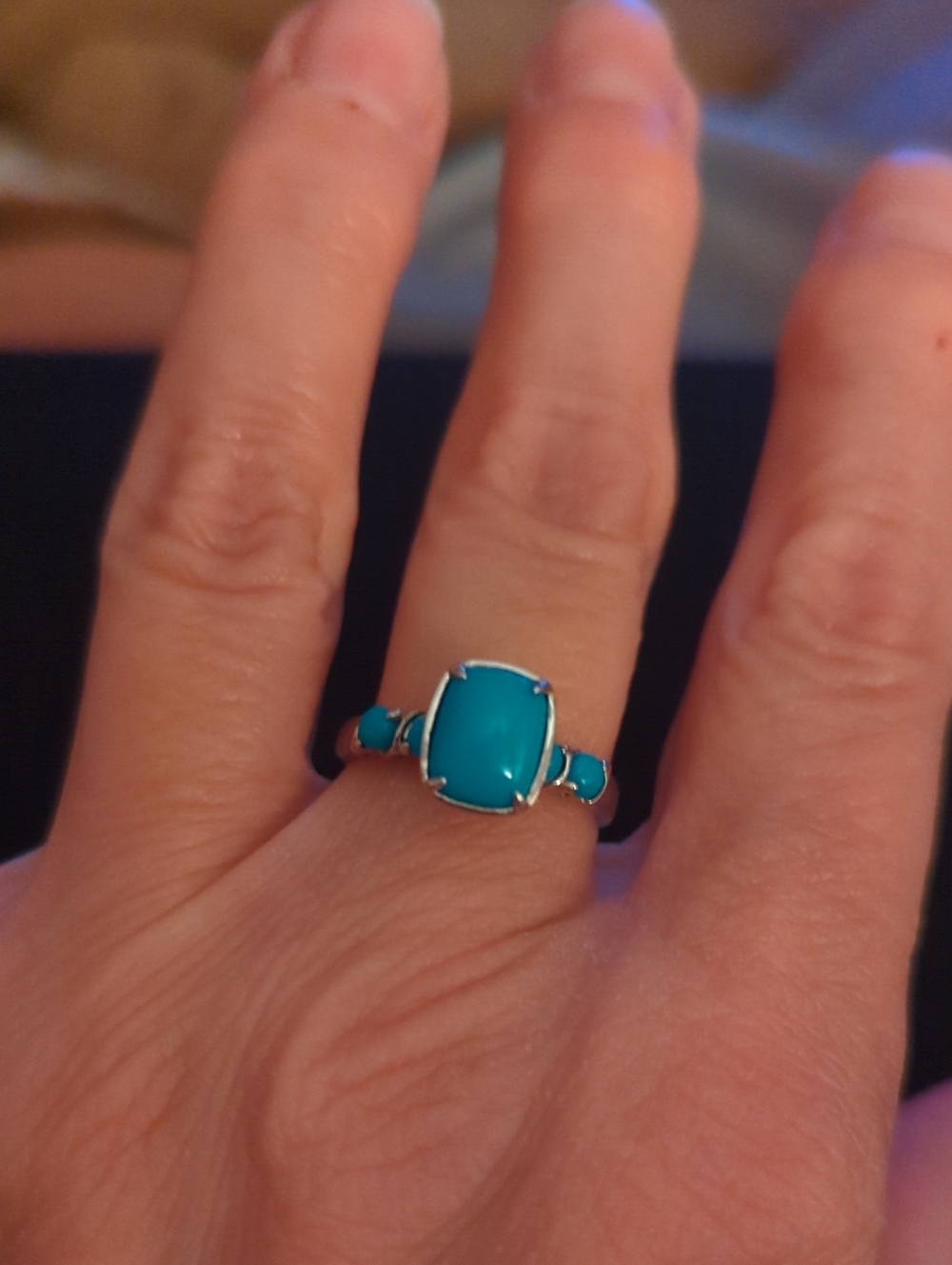 Turquoise Stone Silver Ring - Women Jewelry